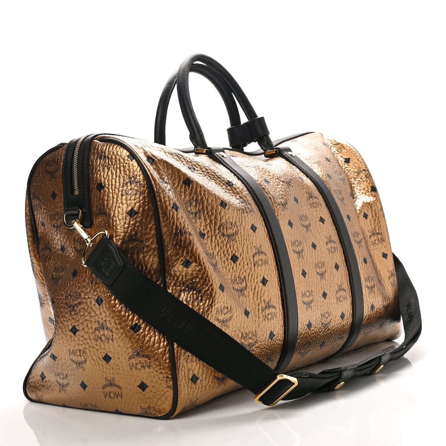 Metallic Visetos Traveler Weekender Duffle Bag Gold
