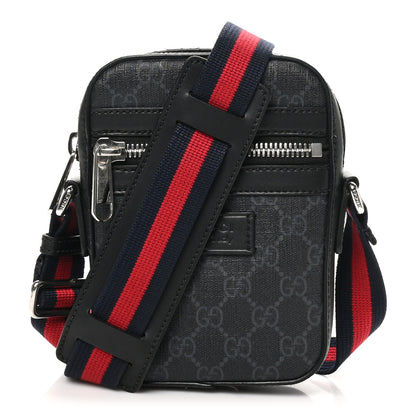 Gucci GG Supreme Monogram Appia Calfskin Web Small Camera Messenger Bag Black Grey 1 of 12