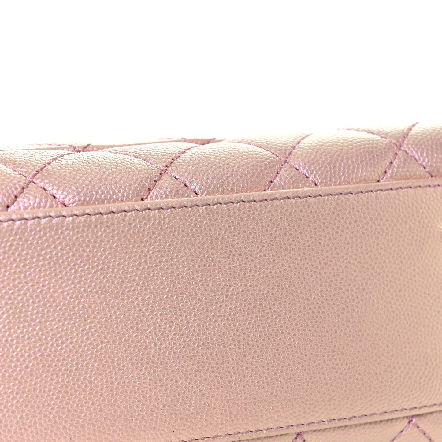 Iridescent Caviar Quilted Mini Coco Handle Flap Pink