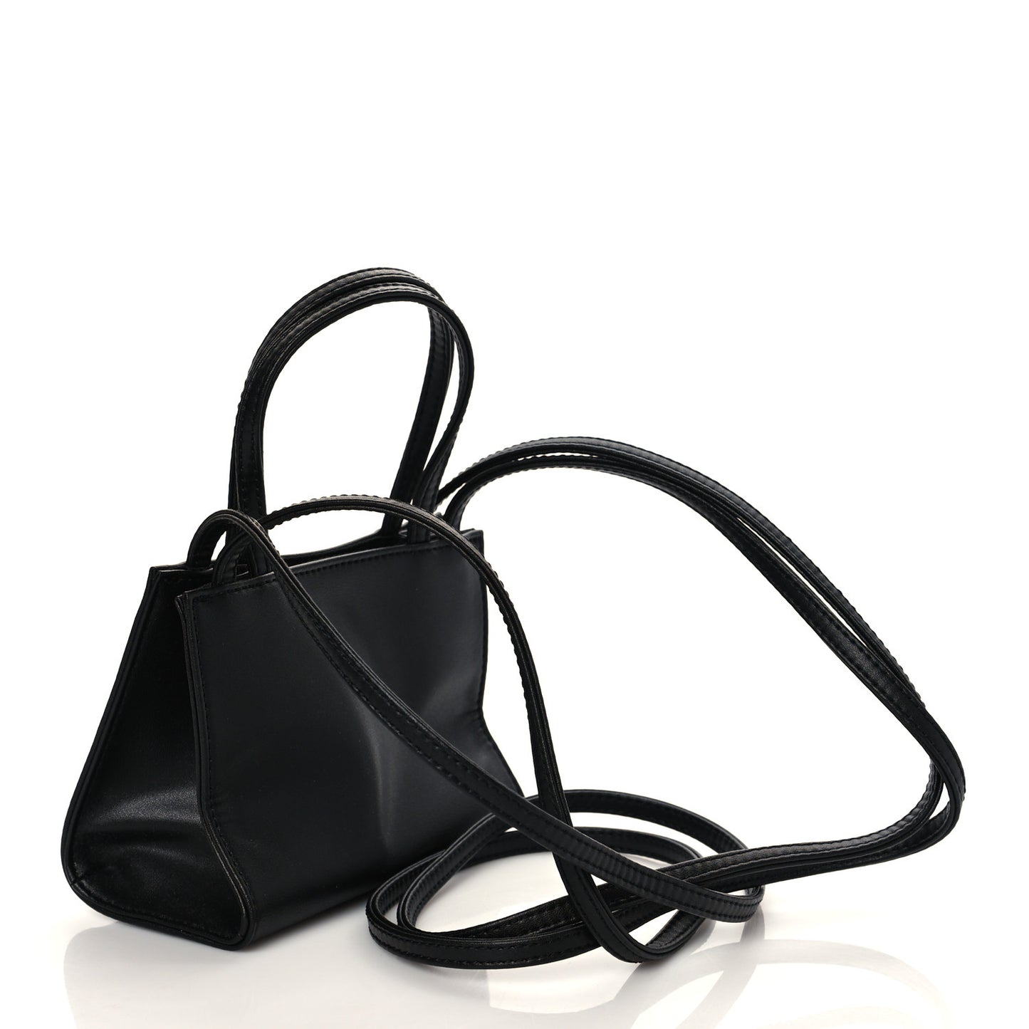 Vegan Leather Small Shopping Bag Black