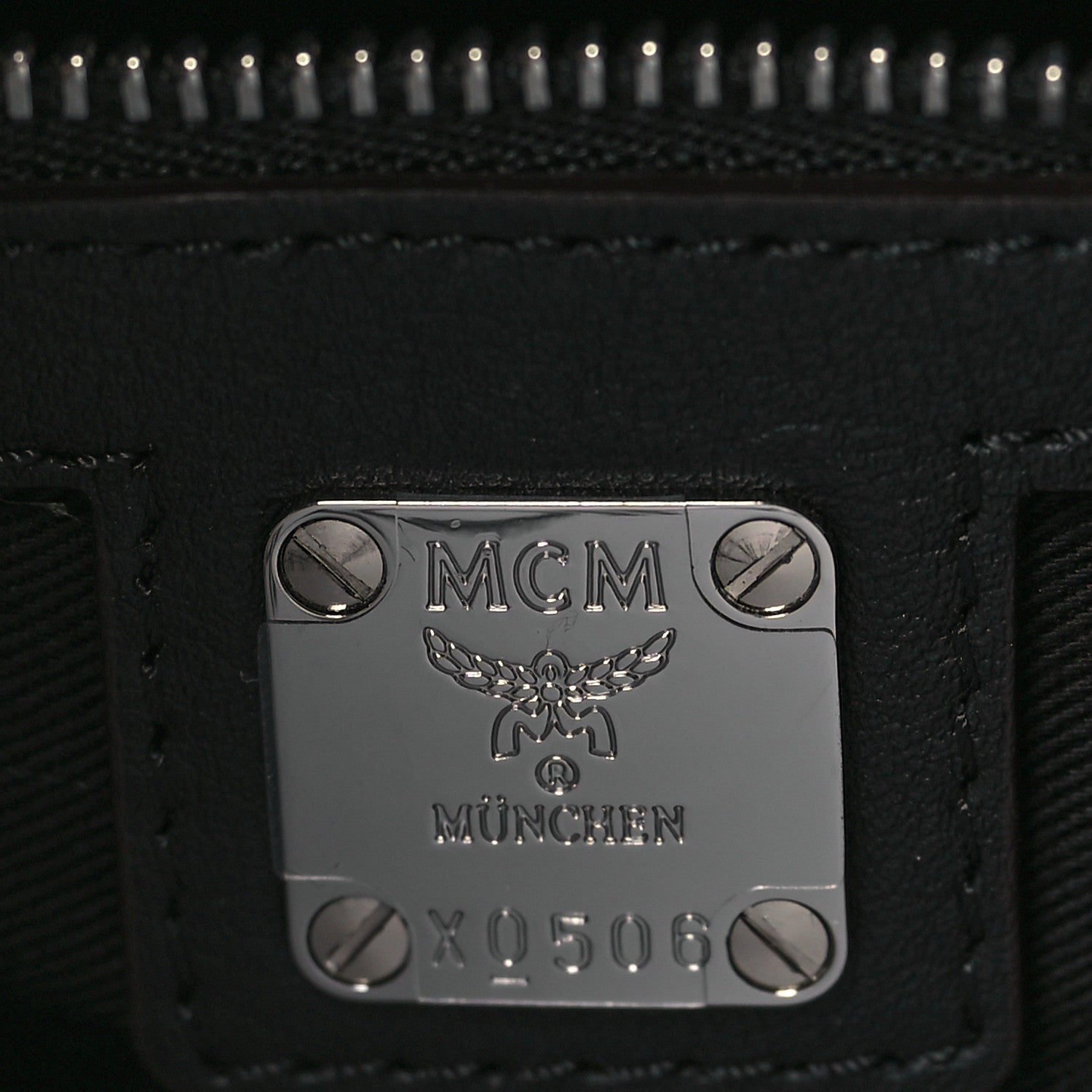 MCM Calfskin Ottomar Monogram Essential Boston Bag Black 6 of 9