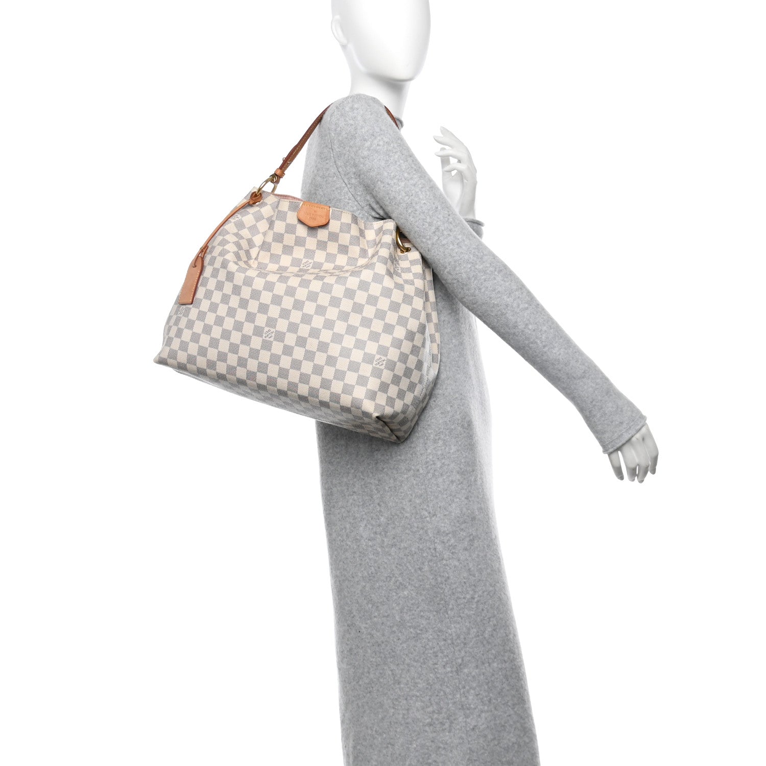 Louis Vuitton Damier Azur Graceful MM Rose Ballerine 2 of 9