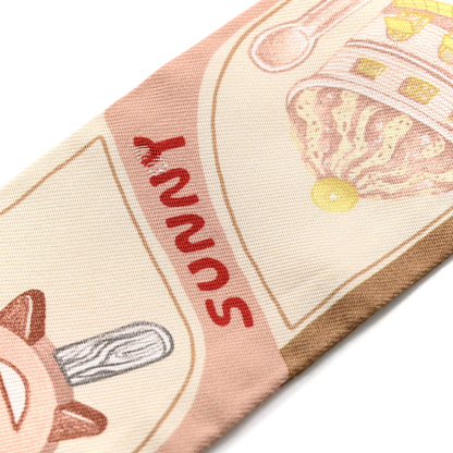 Hermes Silk Funny Ice Cream Twilly Beige Cream Vert 6 of 6