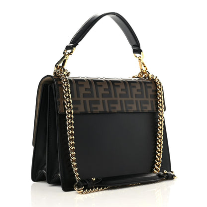 Fendi Vitello Liberty Bi-Color FF 1974 Embossed Chain Strap Kan U Shoulder Bag Black Maya 3 of 9