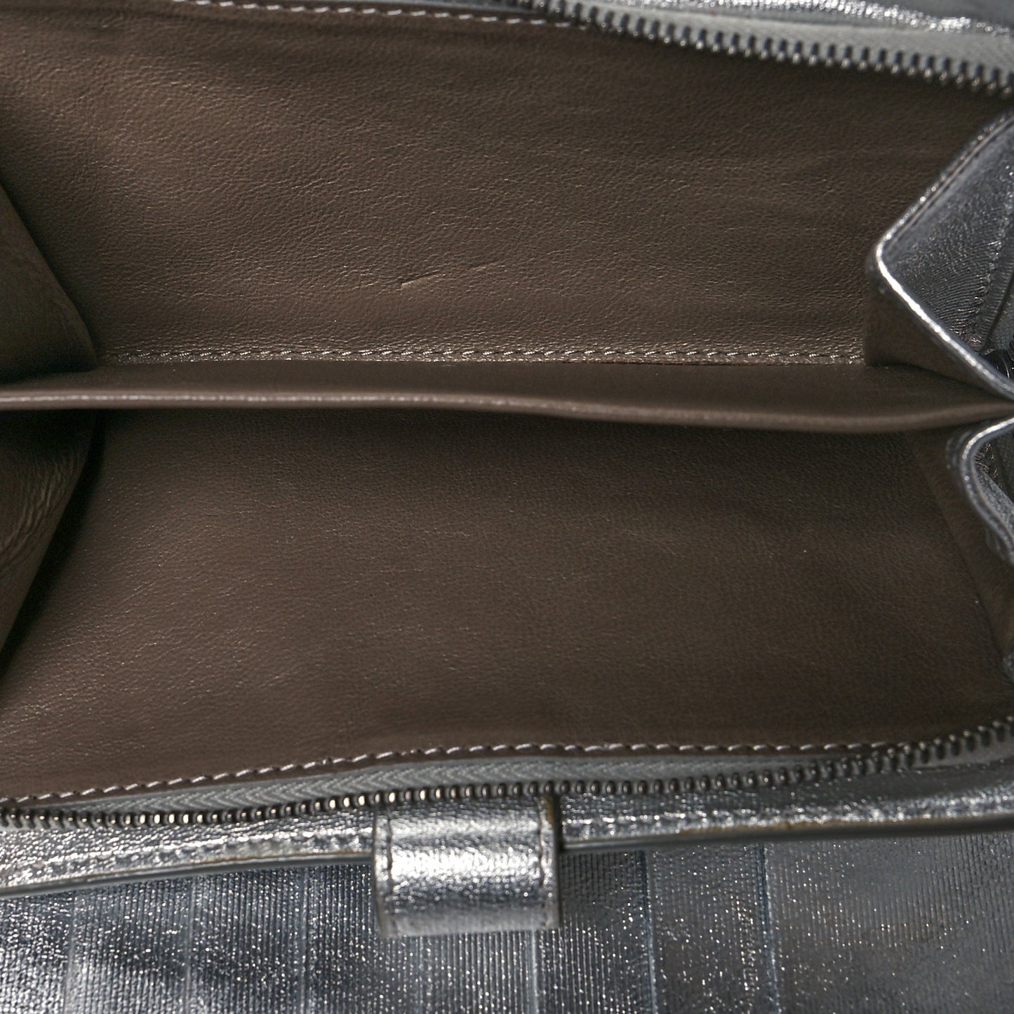 Metallic Grosgrain Intrecciato Continental Wallet Silver