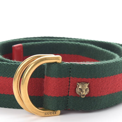 Gucci Web Feline D Ring Belt 90 36 Red Green 4 of 5