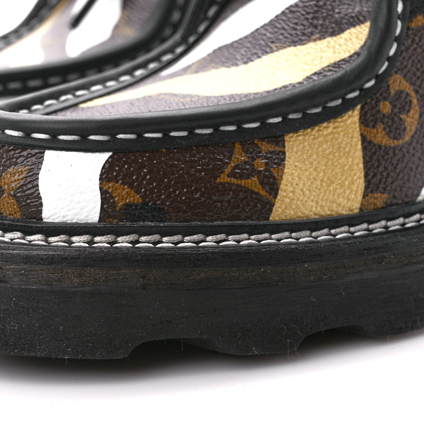 X LOL Monogram Calfskin Beaubourg Platform Derby Shoes 39 Gold Silver