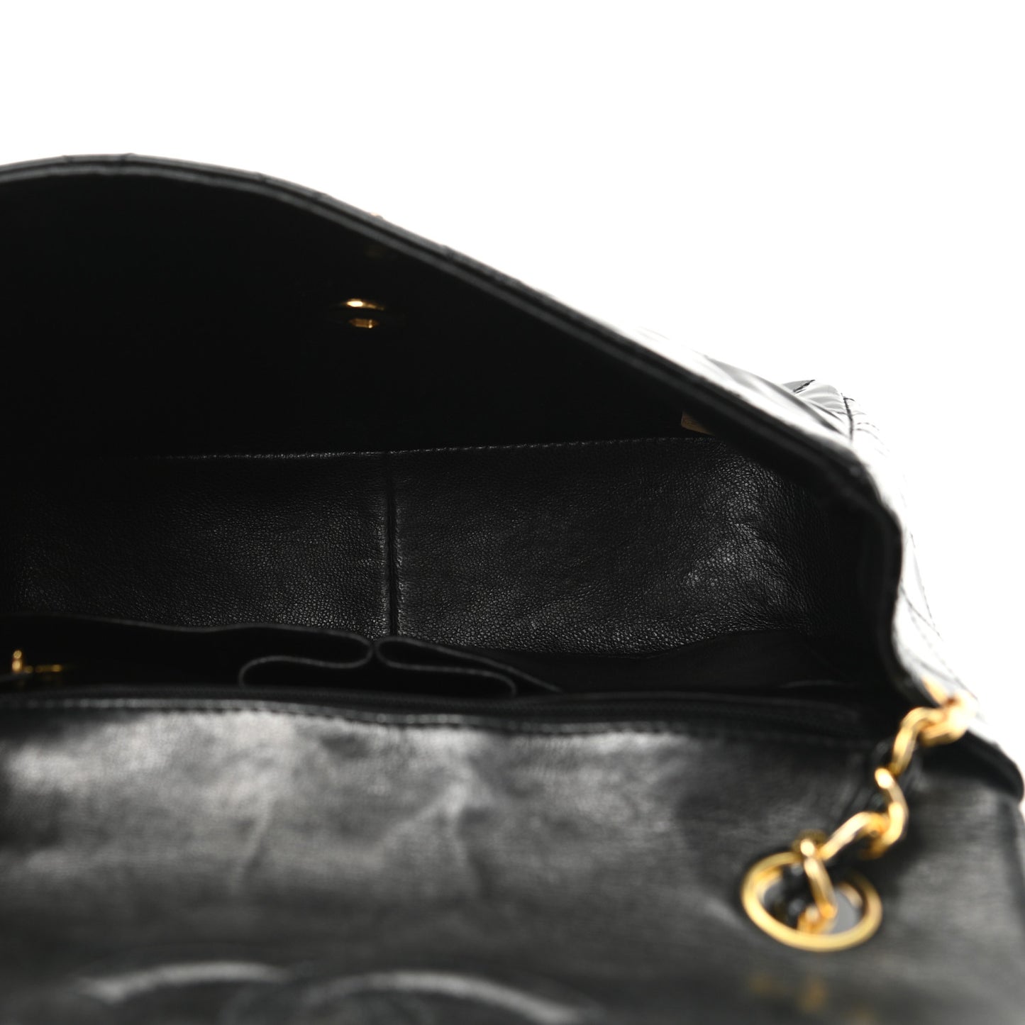 Patent Quilted Small Single Flap Black