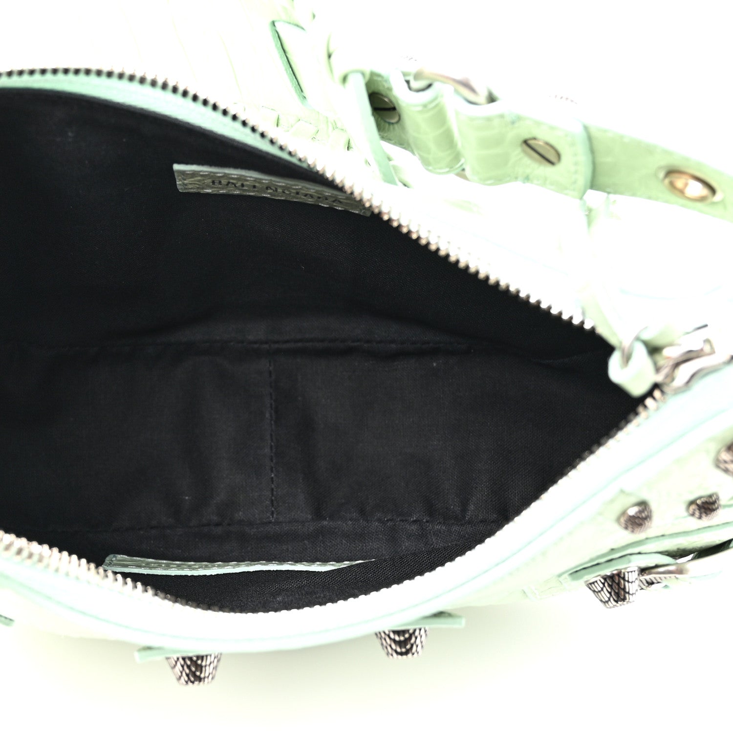 Balenciaga Extra Supple Calfskin Crocodile Embossed Le Cagole Shoulder Bag XS Light Green 6 of 12