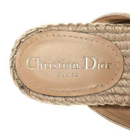 Christian Dior Canvas Embroidered Granville Espadrille Crisscross Flat Slide Sandals 36.5 Cream 7 of 8