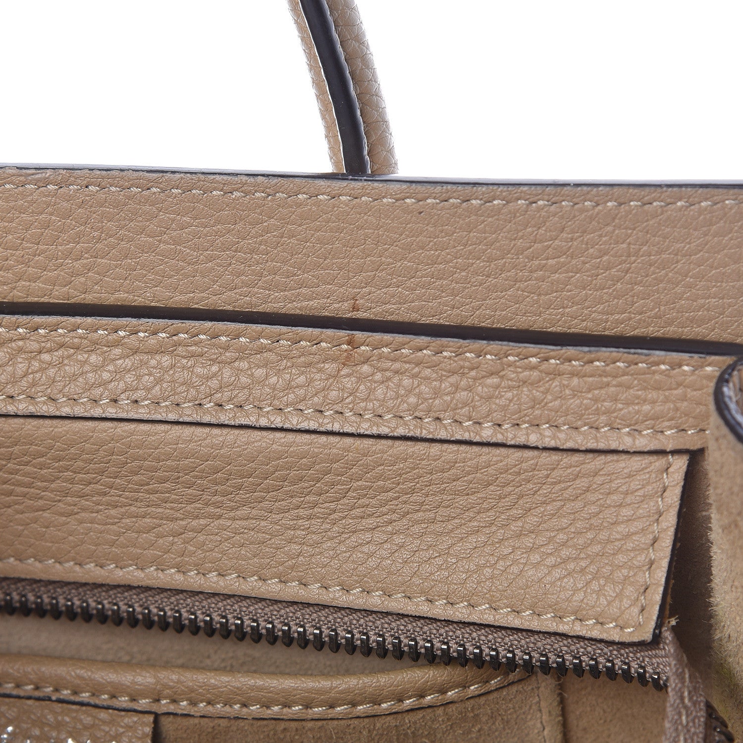 Celine Drummed Calfskin Nano Luggage Dune 8 of 15