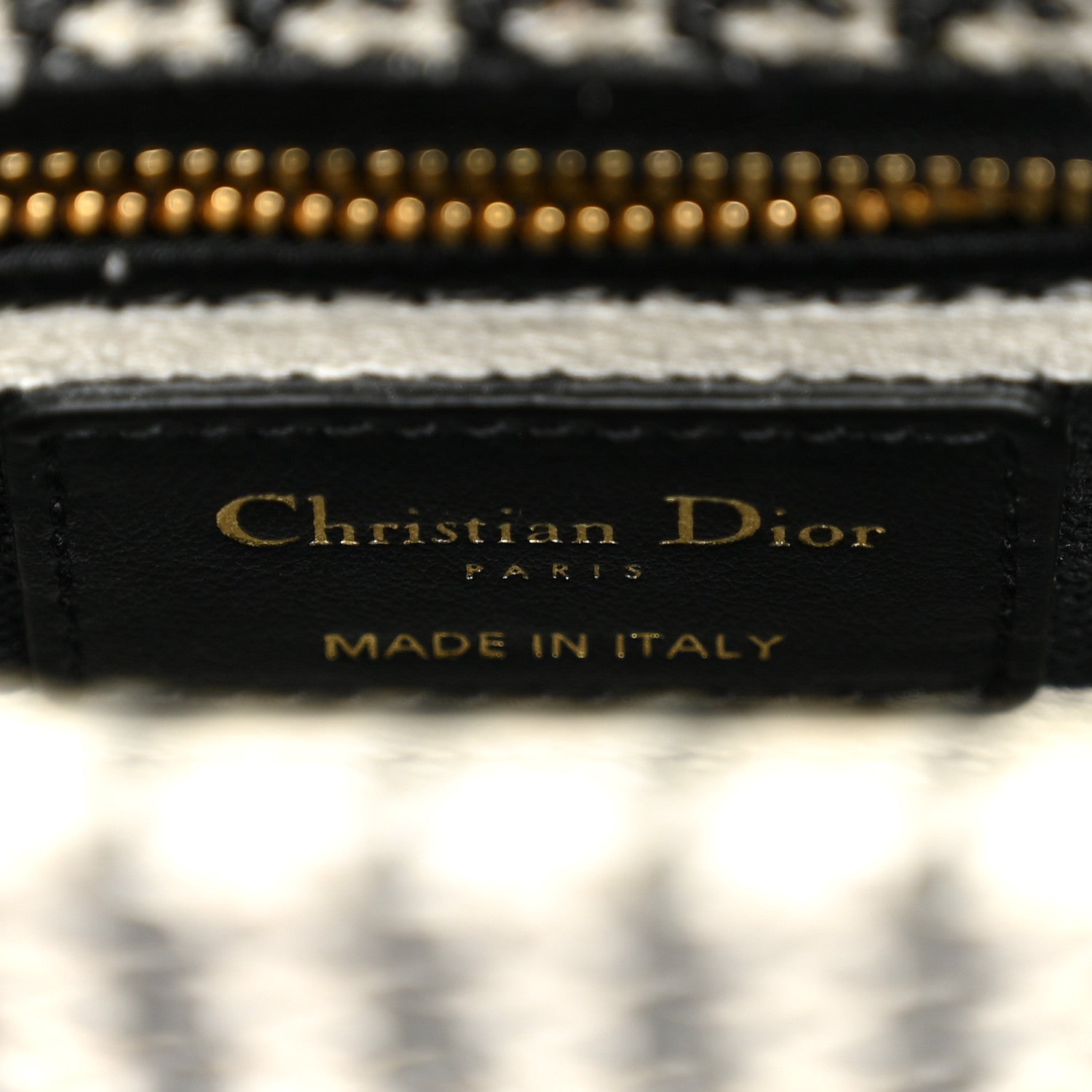 Christian Dior Canvas Houndstooth Embroidered Mini Lady D-Lite Black White 6 of 10