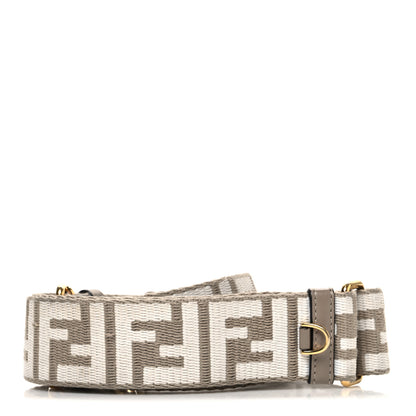Fendi Jacquard Ribbon Vitello King FF Bi-Color Intreccio Adjustable Strap You Dove White Anthracite 2 of 5