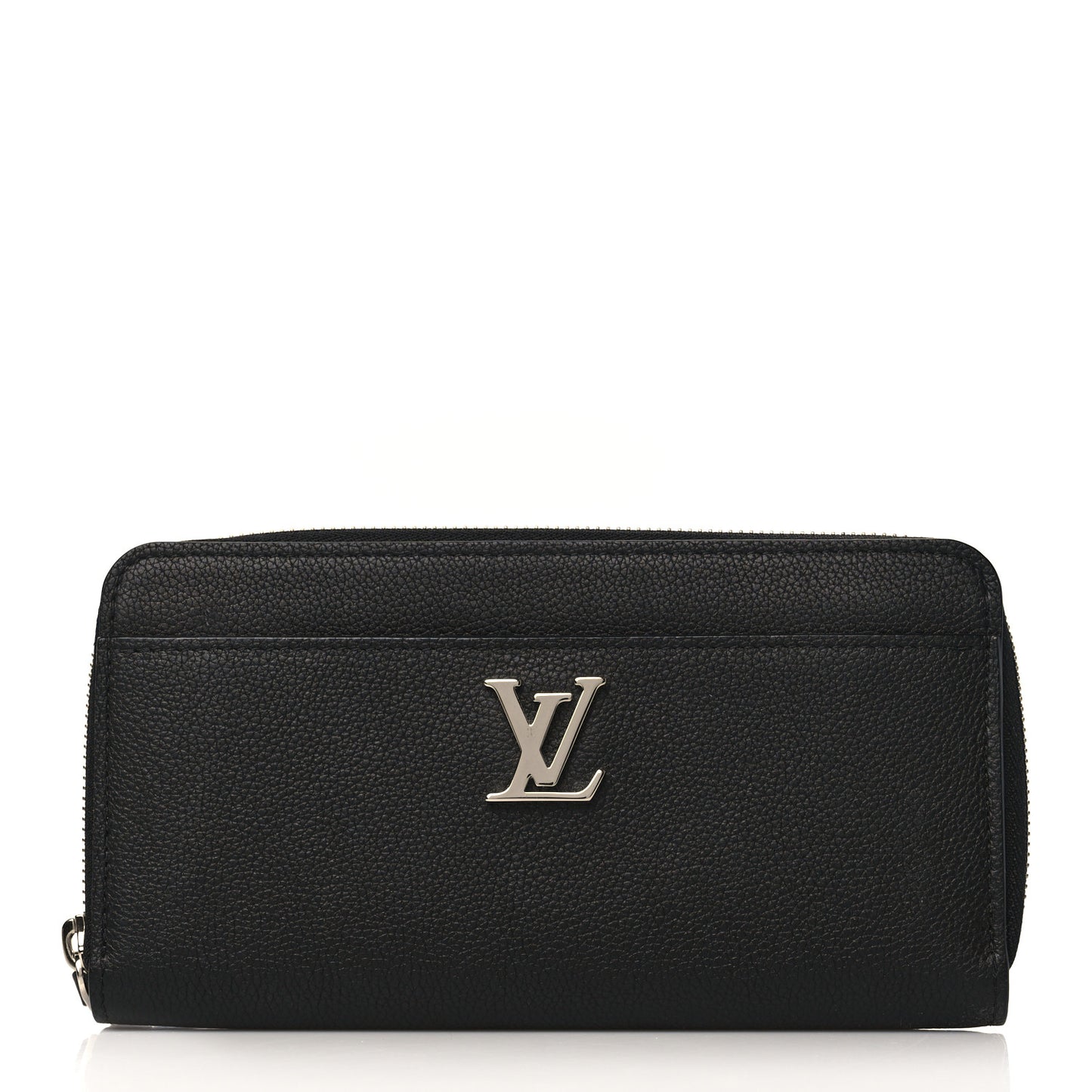 Calfskin Zippy Lockme Wallet Black