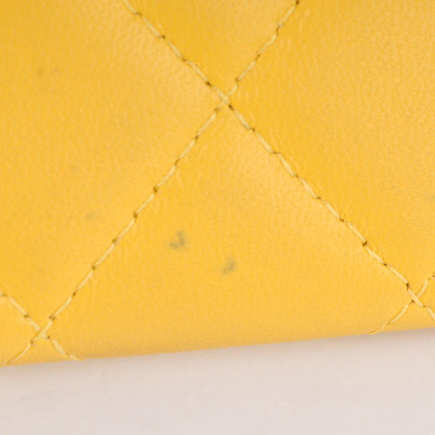 Lambskin Quilted Card Holder Yellow