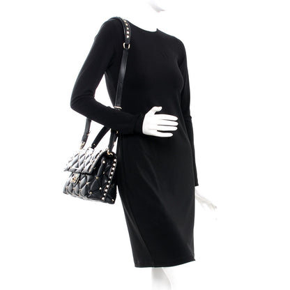 Valentino Garavani Lambskin VLTN Print Candystud Top Handle Bag Black 2 of 7