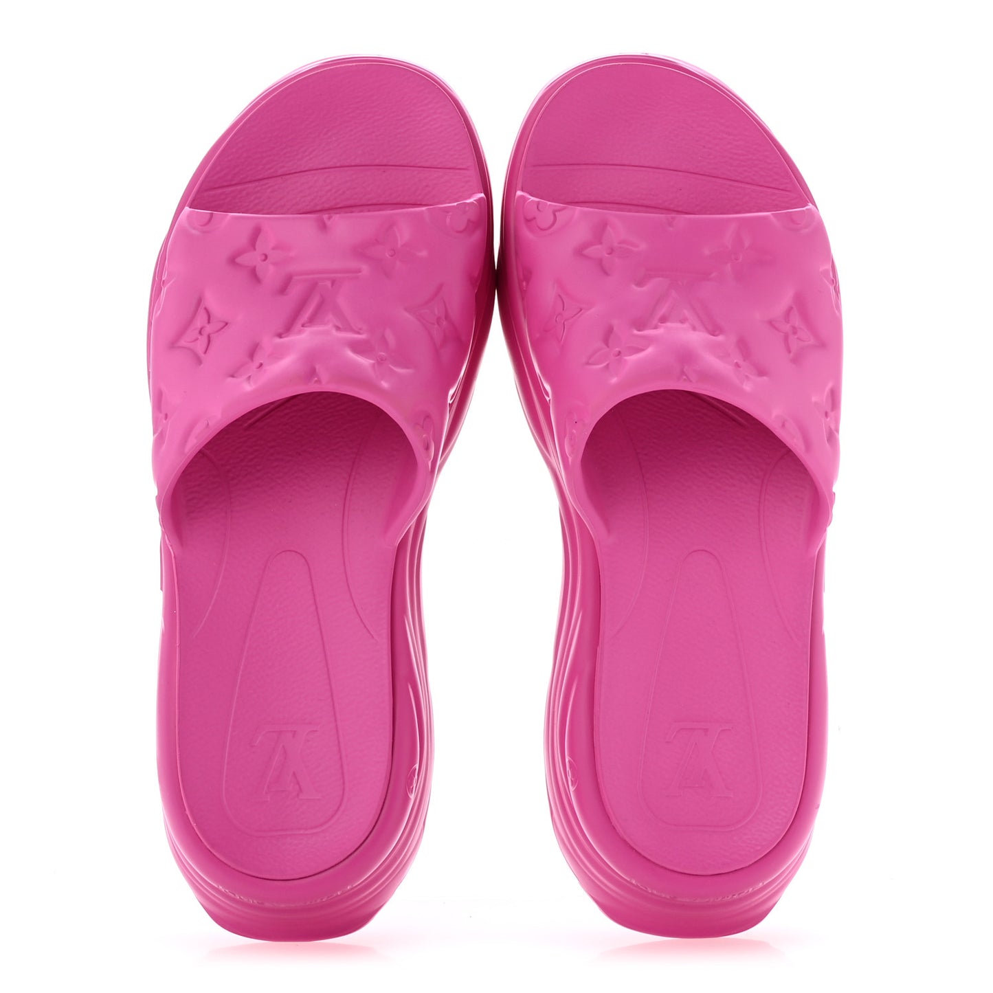 Rubber Monogram Embossed Pool 55 Flat Comfort Mule 41 Pink
