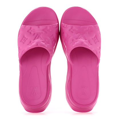 Louis Vuitton Rubber Monogram Embossed Pool 55 Flat Comfort Mule 41 Pink 2 of 9