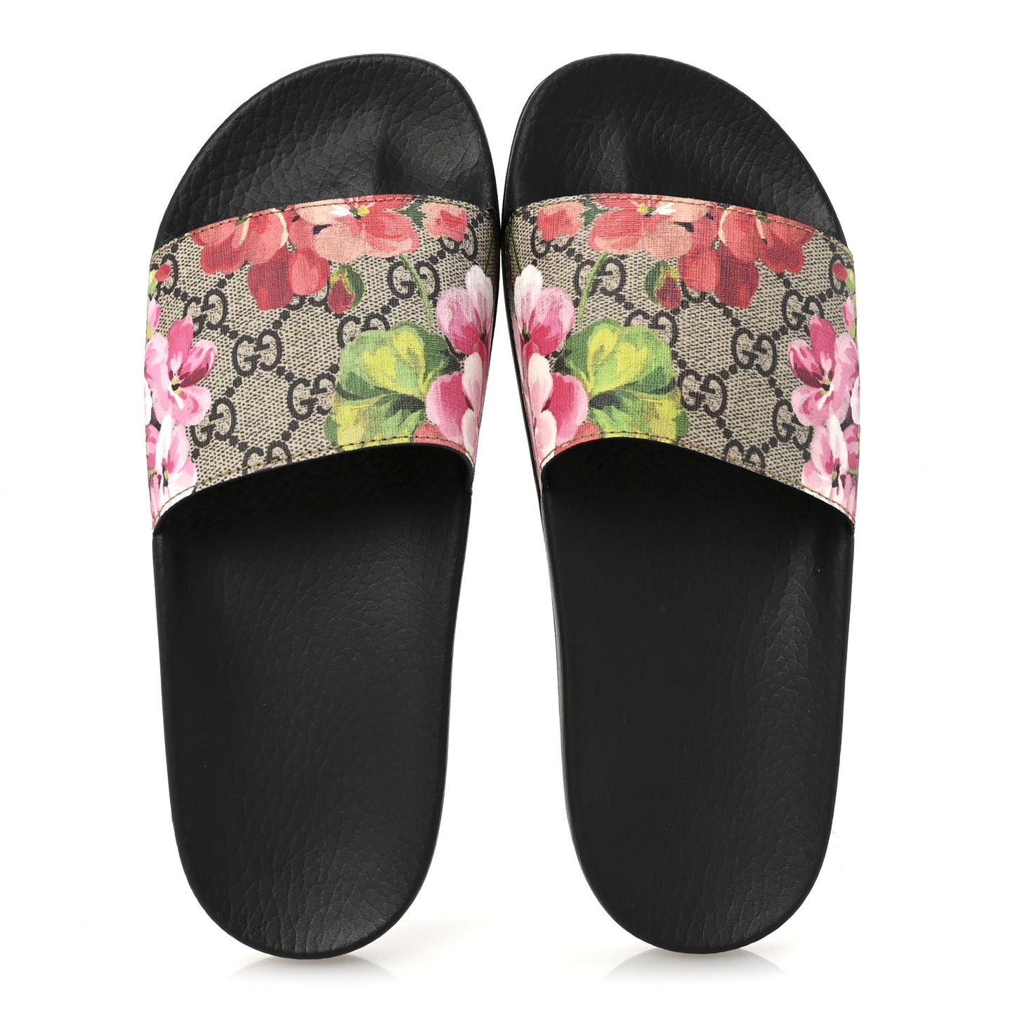 GG Supreme Monogram Blooms Slide Sandals 38 Beige Multicolor