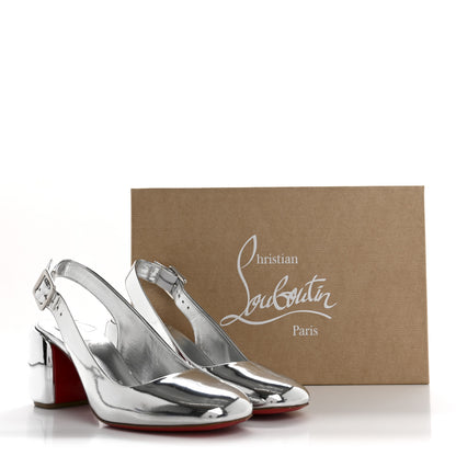 Christian Louboutin Specchio Minny Sling 70 Pump 38.5 Silver 11 of 11