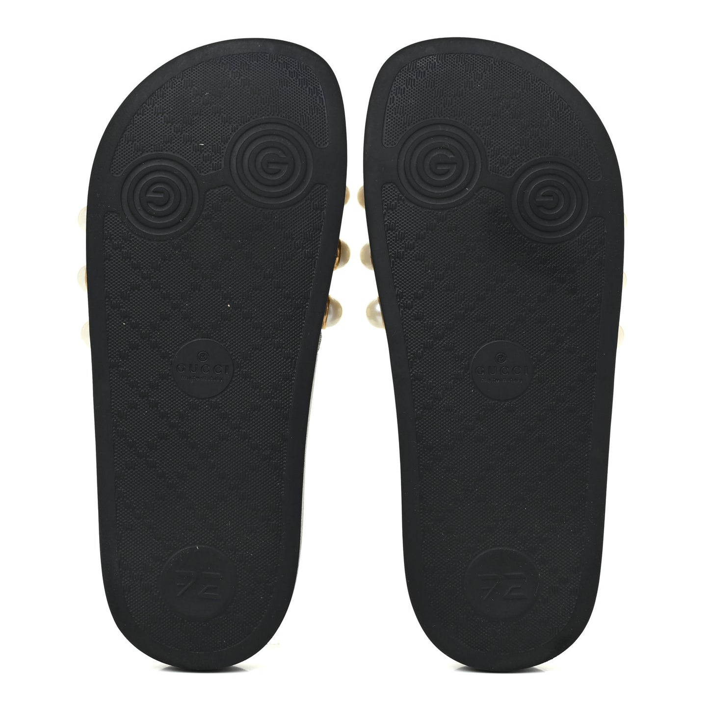GG Supreme Monogram Slide Pearls Sandals 36 Beige