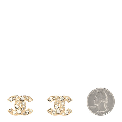 Chanel Crystal Pearl CC Star Heart Earrings Gold 5 of 10