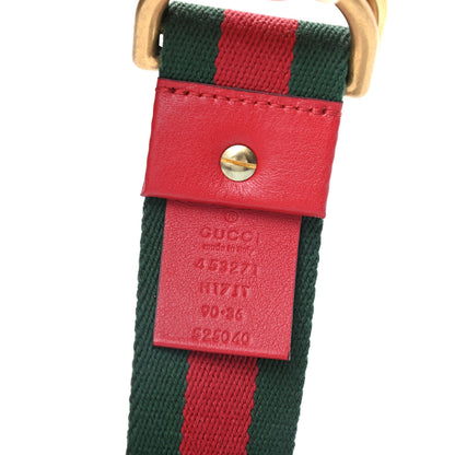 Gucci Web Feline D Ring Belt 90 36 Red Green 3 of 4