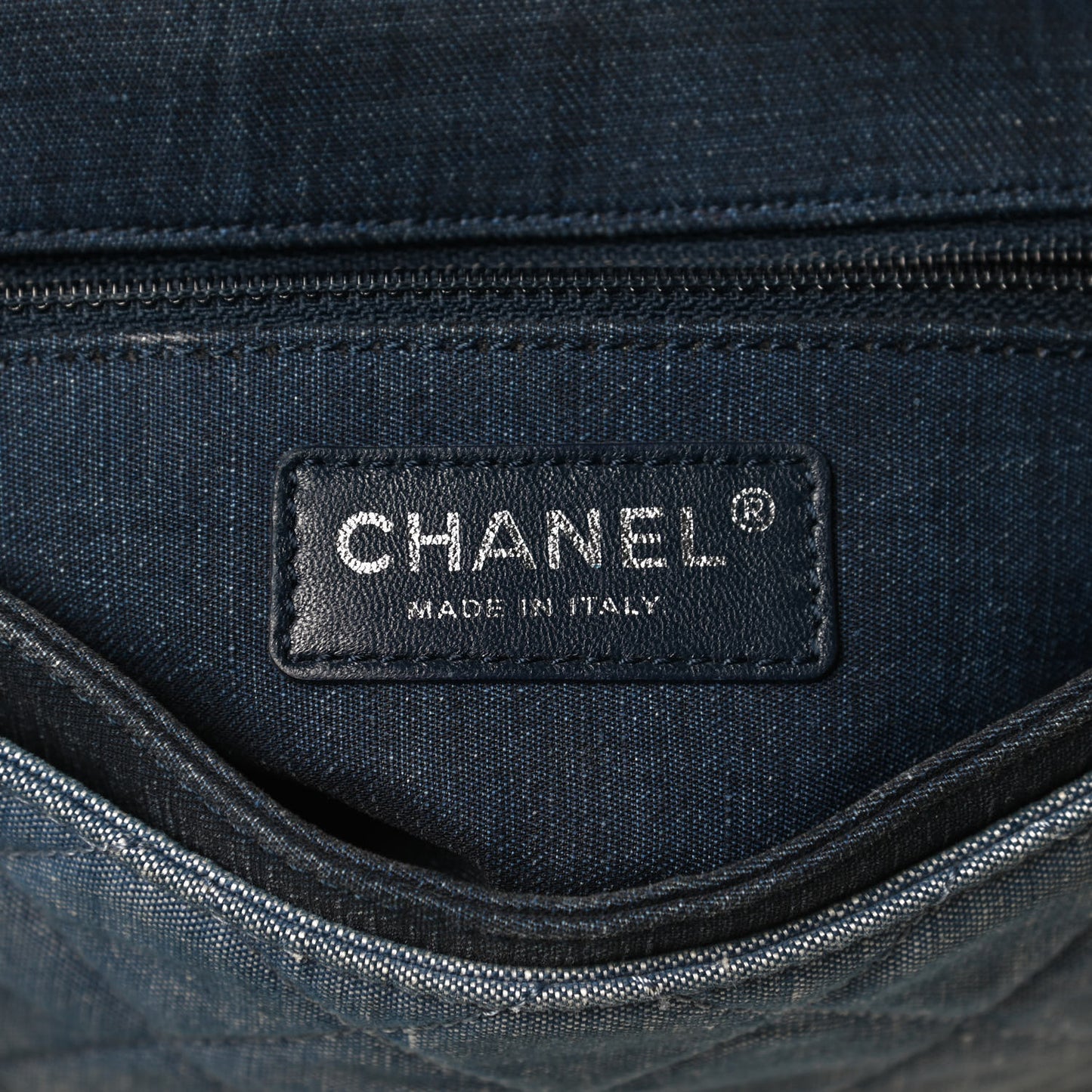 Denim Quilted Small Medallion Flap Light Blue