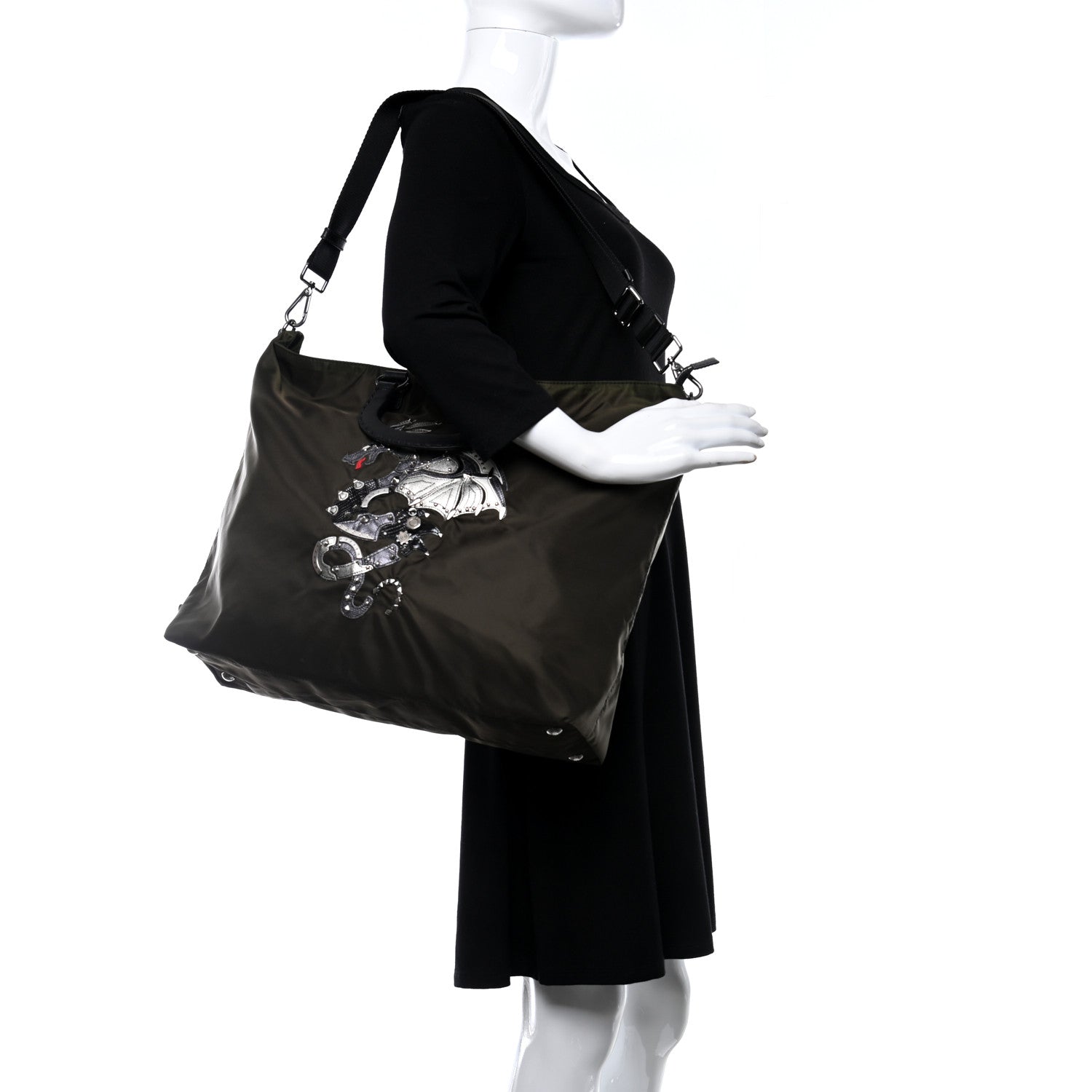 Prada Tessuto Nylon Saffiano Dragon Tote 2 of 9