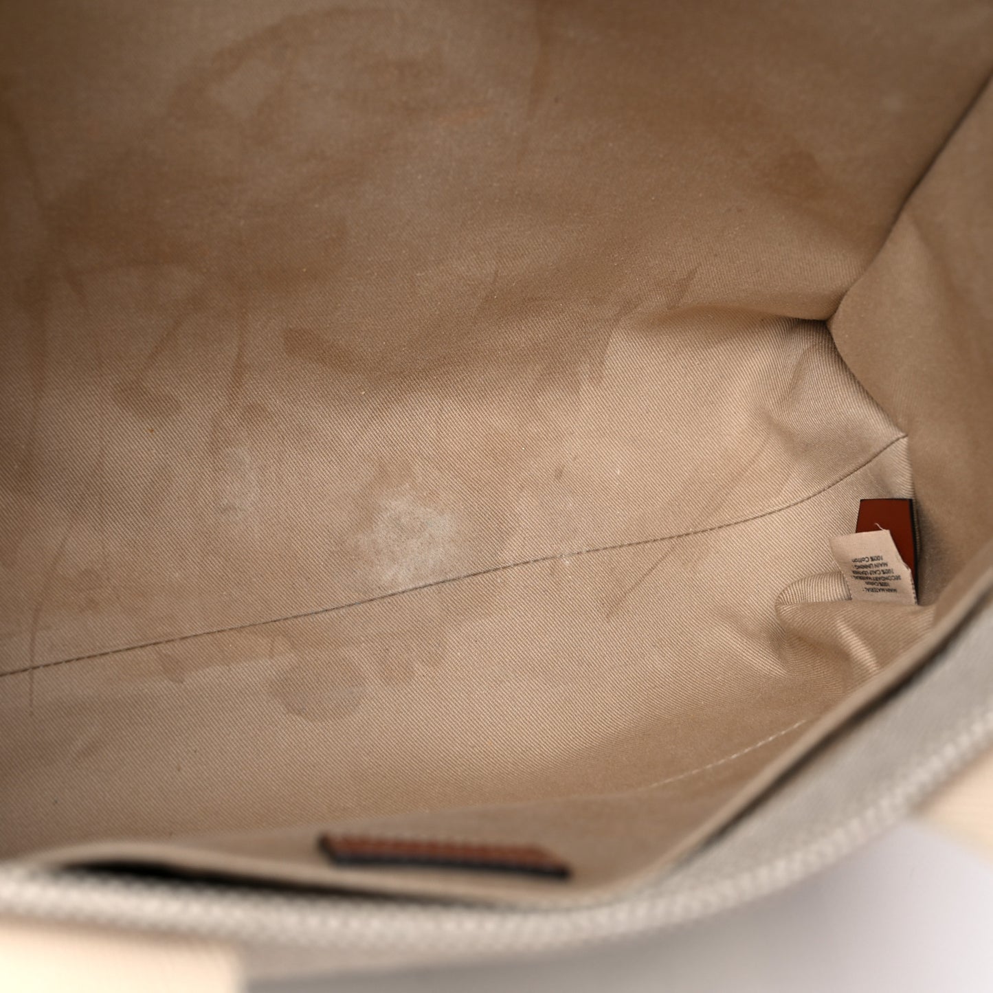 Cotton Calfskin Medium Woody Ribbon Tote White Brown