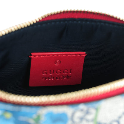Gucci GG Supreme Monogram Blooms Mini Chain Bag Beige Blue Navy Hibiscus Red 6 of 7
