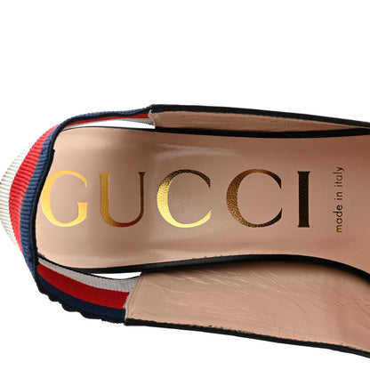 Gucci Malaga Kid Web Sylvie High Heel Slingback Pumps 38.5 Black 6 of 9