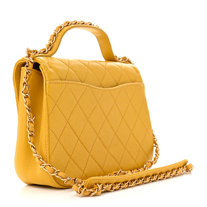 Chanel Lambskin Quilted Chain Infinity Top Handle Flap Yellow 3 of 12