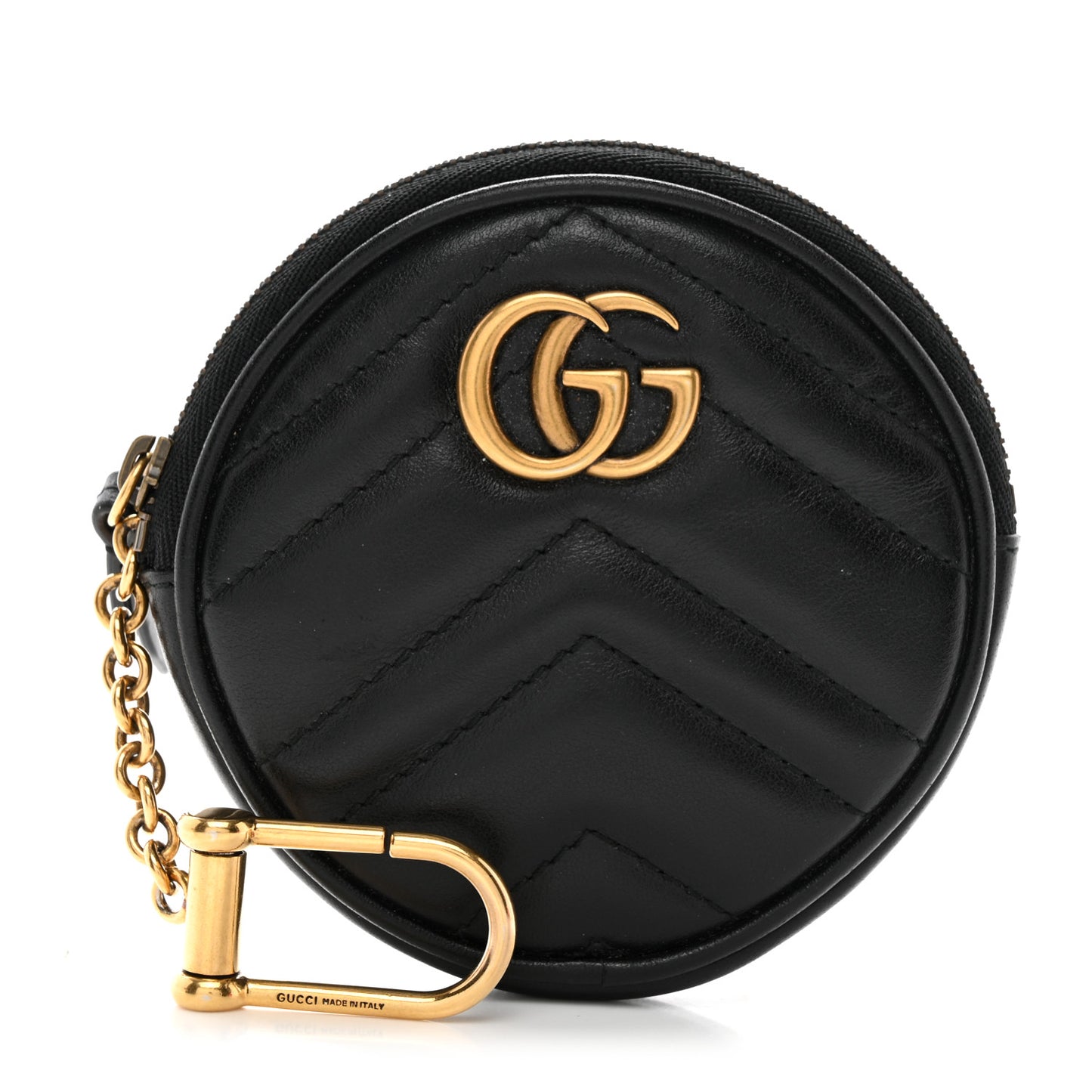 Calfskin Matelasse GG Marmont Round Coin Purse Black