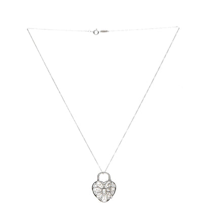 Tiffany Sterling Silver 18K Yellow Gold Filigree Heart Key Pendant Necklace 3 of 6