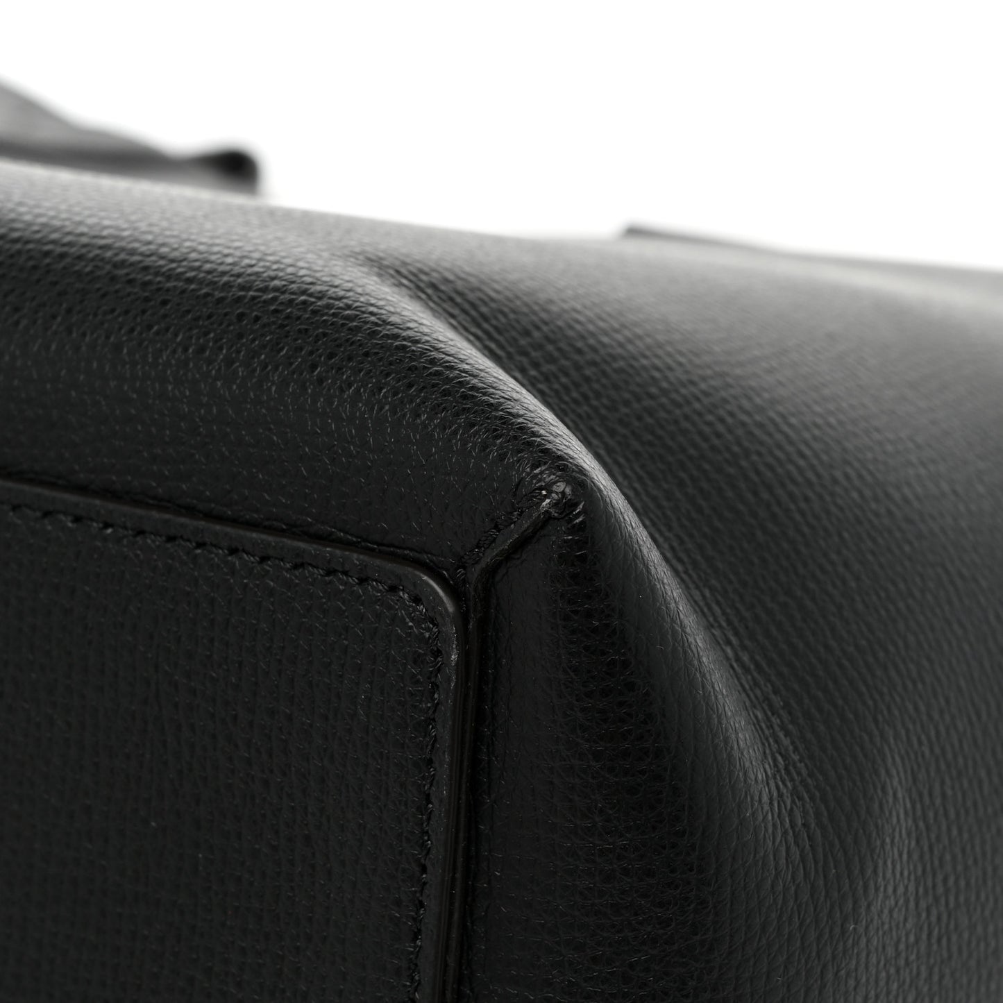 Grainy Calfskin Haymarket Check Small Reversible Tote Black