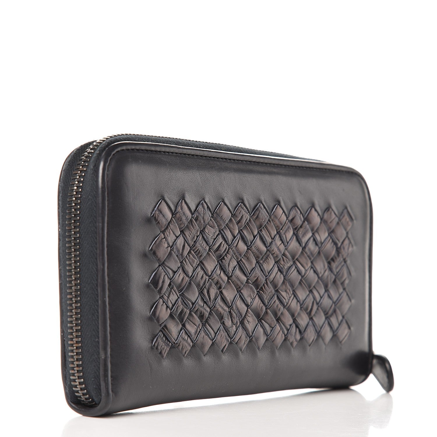 Bottega Veneta Calfskin Crocodile Intrecciato Zip Around Wallet Tourmaline 3 of 6