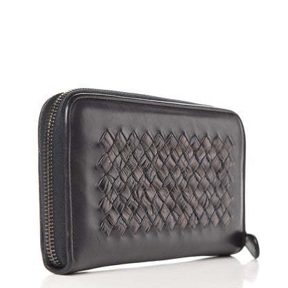 Bottega Veneta Calfskin Crocodile Intrecciato Zip Around Wallet Tourmaline 3 of 6
