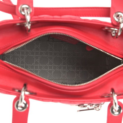 Christian Dior Lambskin Cannage Medium Lady Dior Red 7 of 9