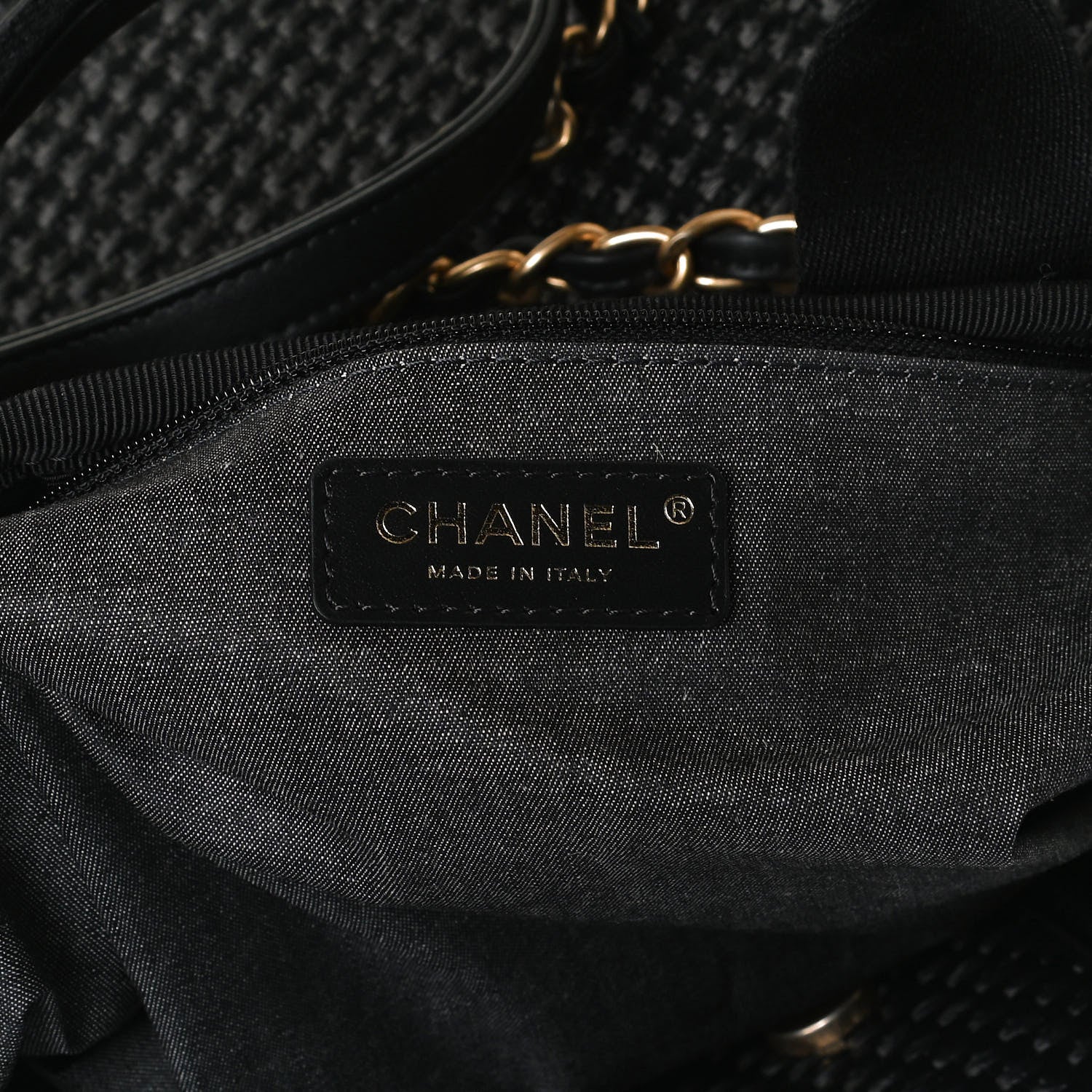 Chanel Straw Raffia Calfskin Chain Medium Deauville Tote Black 9 of 15