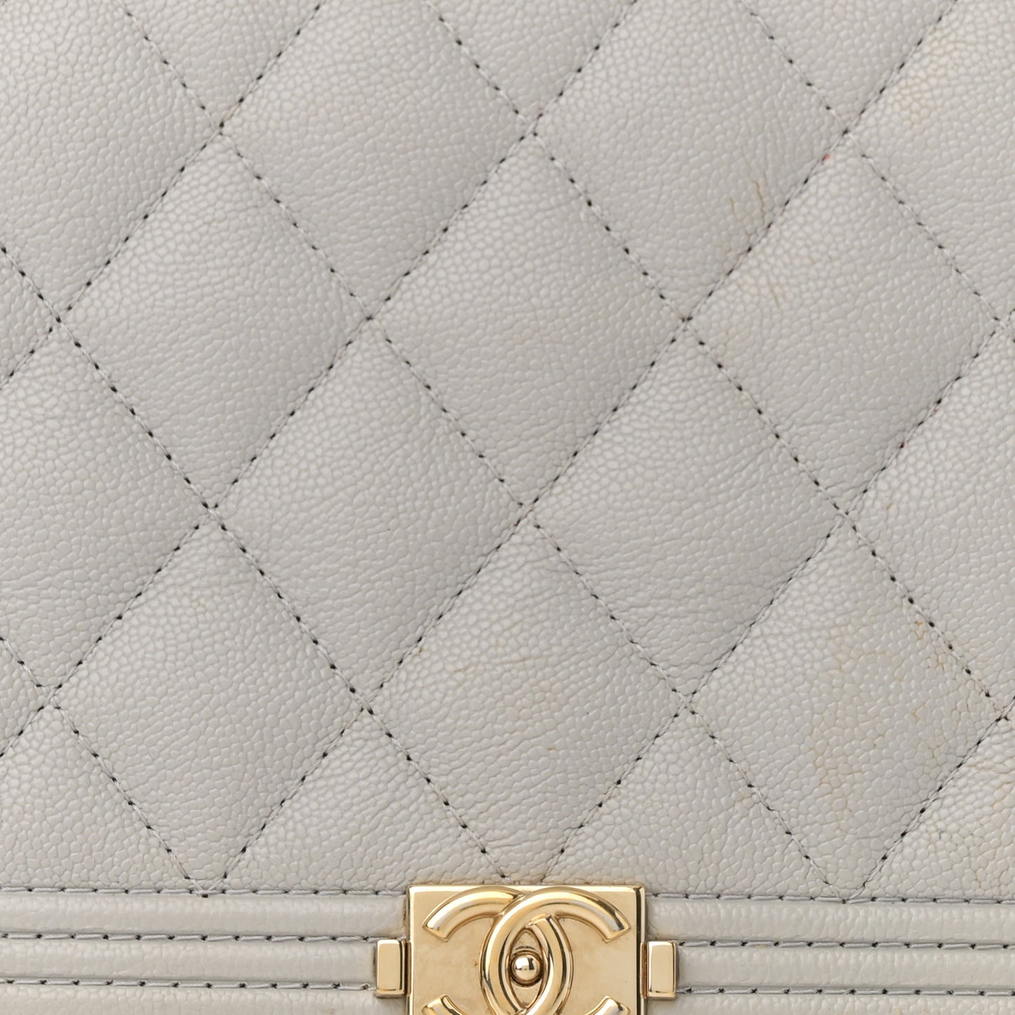 Caviar Quilted Boy Wallet On Chain WOC Grey