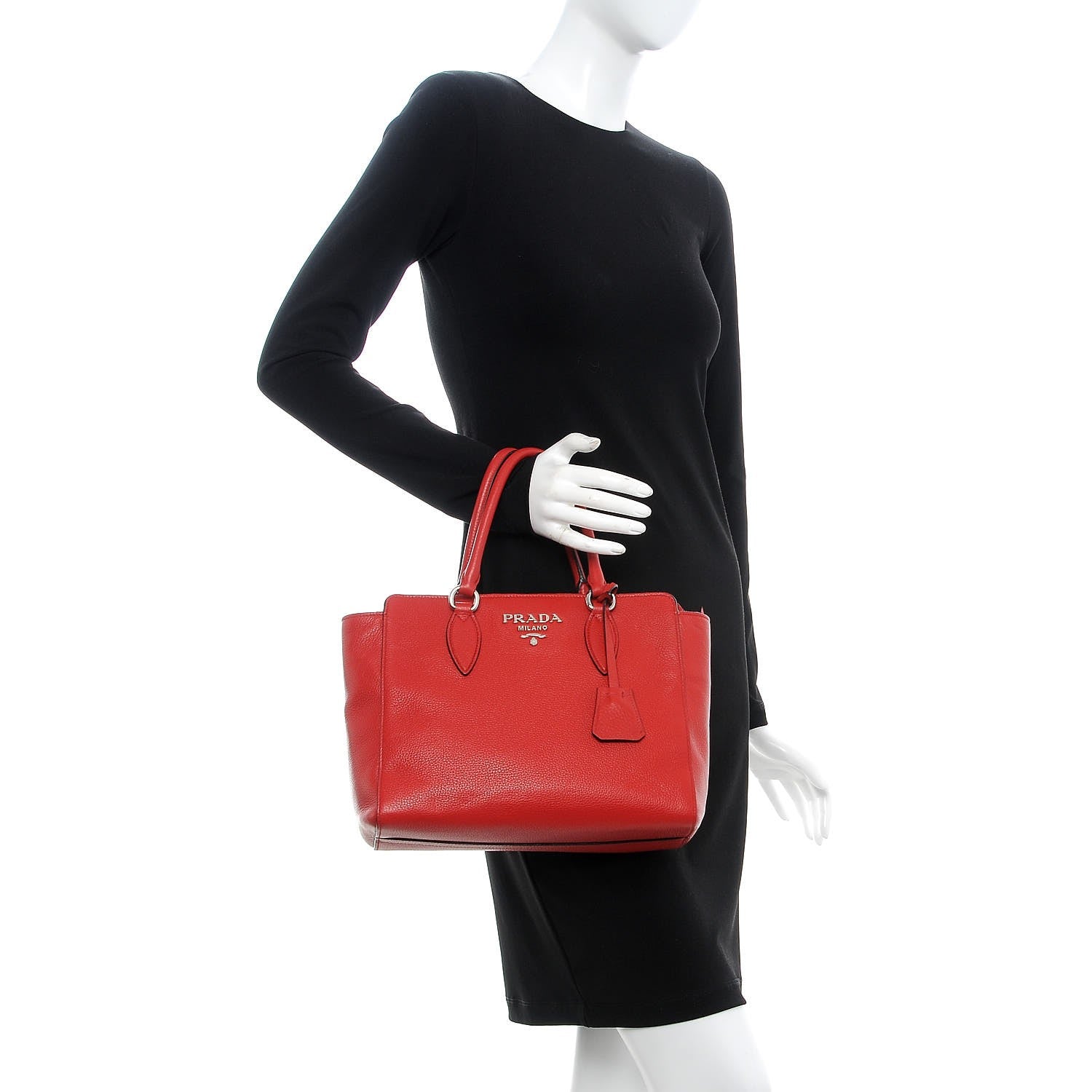 Prada Vitello Phenix Top Handle Bag Rosso 2 of 7