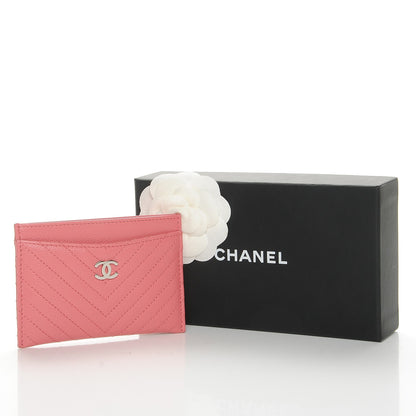 Chanel Caviar Chevron Quilted Card Holder Pink 9 of 9