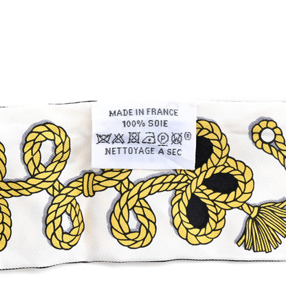 Hermes Silk Galons Et Brandebourg Twilly Black Gold White 3 of 6