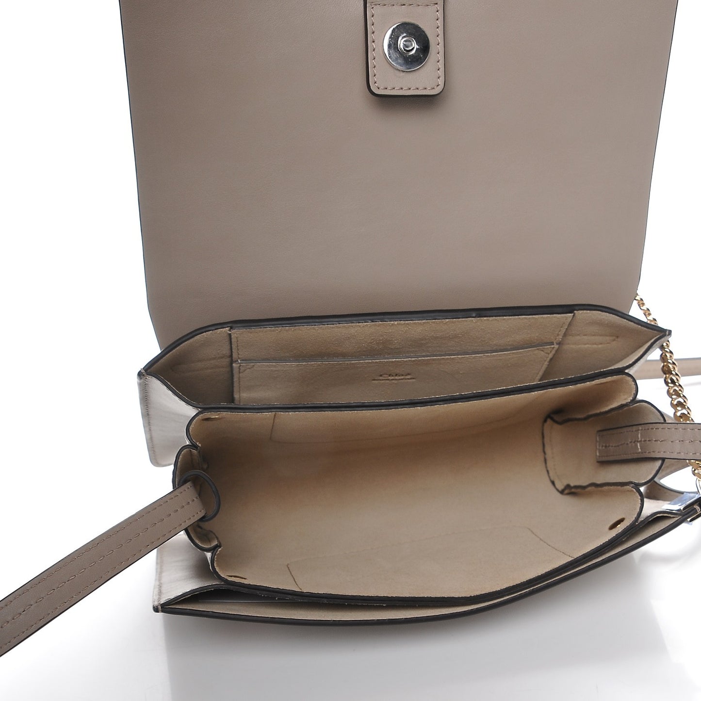 Suede Calfskin Small Faye Shoulder Bag Motty Grey
