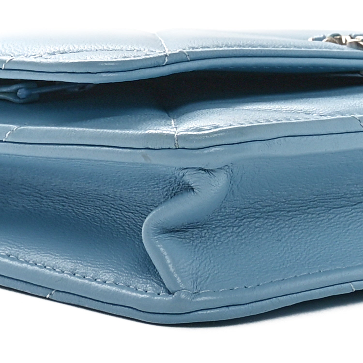 Chanel Lambskin Quilted Chanel 19 Wallet On Chain WOC Light Blue 10 of 11