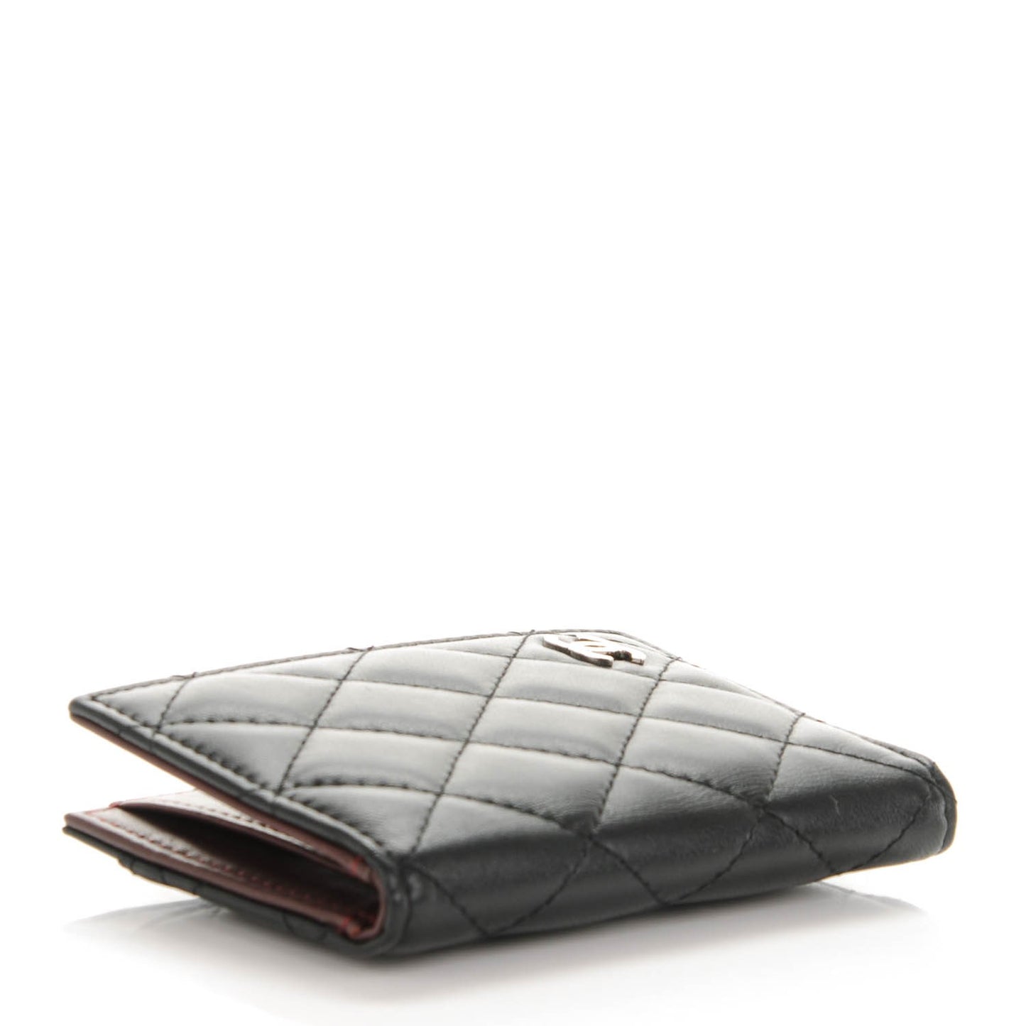 Lambskin Quilted Card Holder Wallet Black