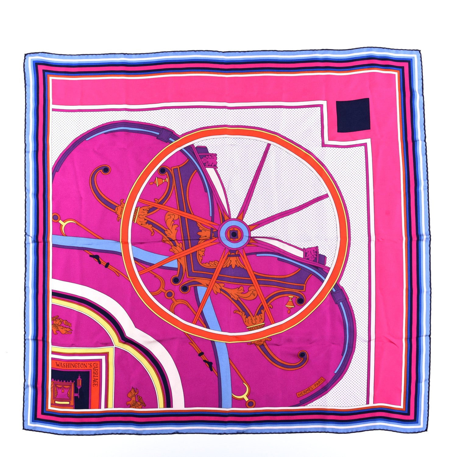Hermes Silk Washingtons Carriage Scarf 90 Fuchsia Rose Vif 1 of 5