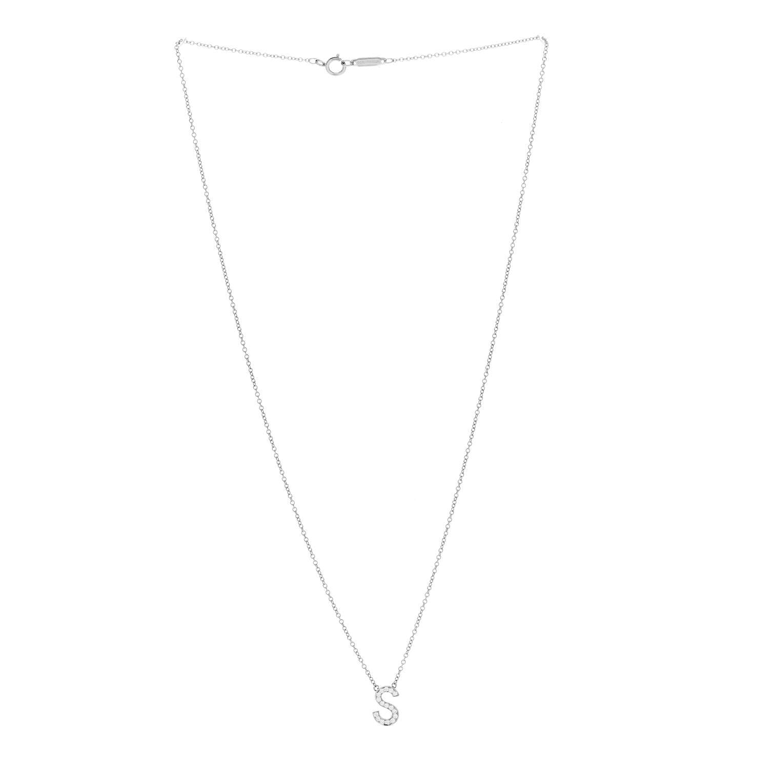 Tiffany Platinum Diamond Letter S Pendant Necklace 3 of 6