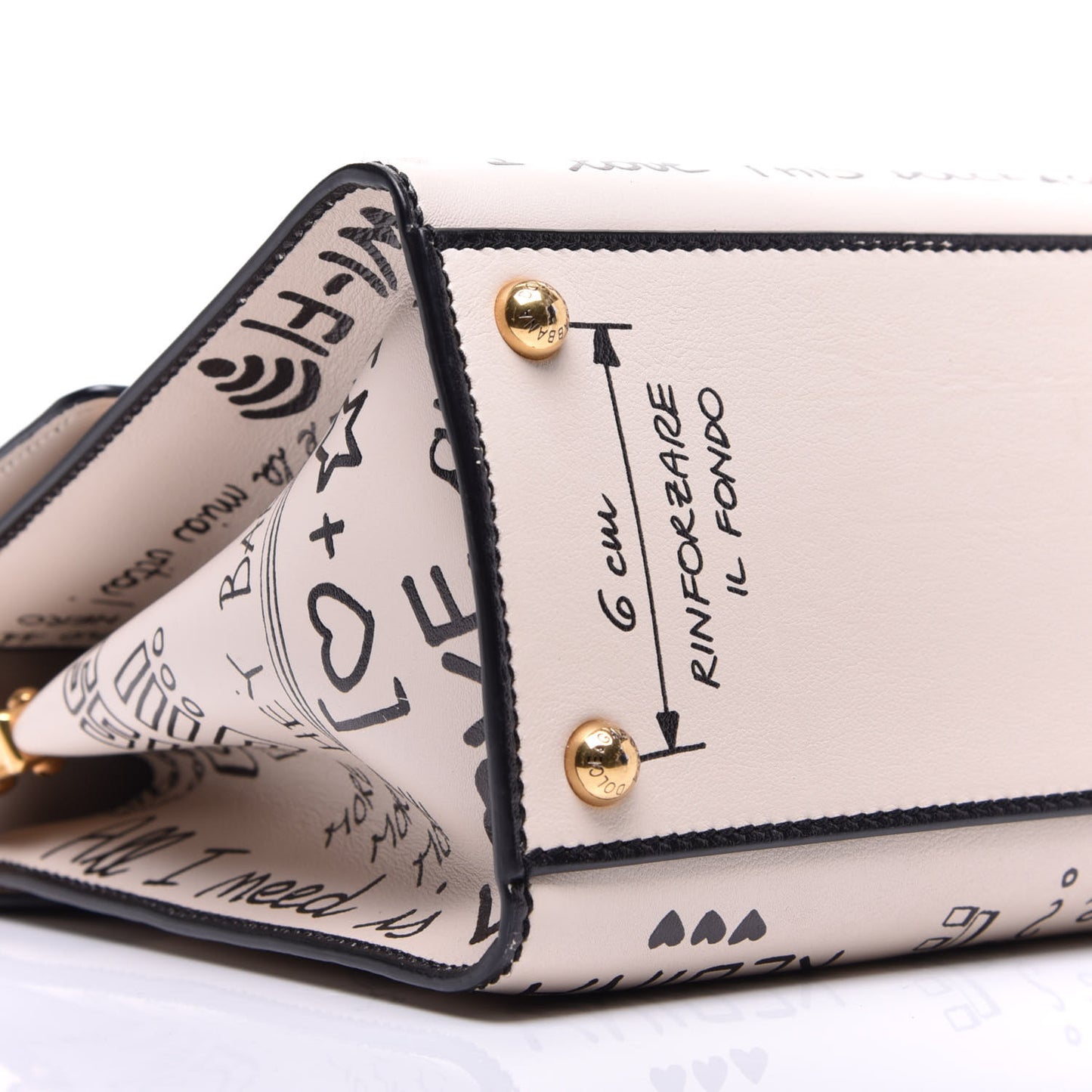 Calfskin Graffiti Printed Welcome Satchel White Black